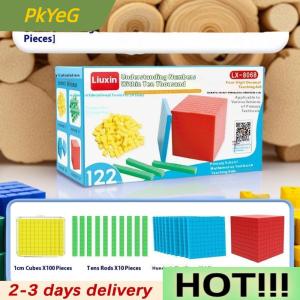 PkYeG 1 Set Kids Math Plaything Ten Hundred Thousand Blocks Complete Kit Math Blocks Plastic Base Toys Counting Cubes Games