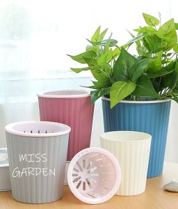 Creative Automatic Water Absorb ✰ Lazy Flower Pot / Self Watering Pot / Planter Pot / Office Desktop / Home Green ◆ 6002