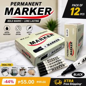 Quick-drying oily signature pen large-head marker pen for construction sites thick-head pen for pasting ceramic tiles permanent black marker pen 12 pieces