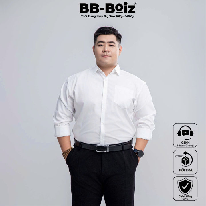 [BigSize] BB Boiz Mens Long/Short Sleeve Shirt White and Black Silk Large Size 80kg to 140kg.