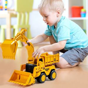 BEIBEI Vehicles Toy Engineering Car Toy Classic Toy ABS Large Bulldozer Toy Funny Yellow Dump Truck Model Toy Birthday Gift