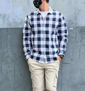 Amspro kemeja pria kemeja Flanel pria kemeja casual fashion pria kemeja lengan panjang pria
