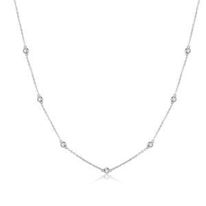 BAMOER Paved CZ Link Chain Necklace Female Luxury Brand Short Metal Necklaces 925 Sterling Silver Jewelry SCN393