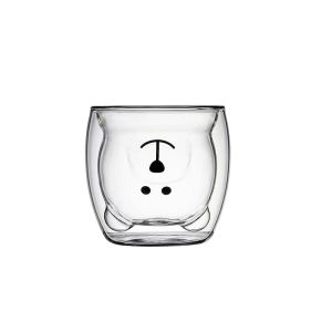 Baete Creative Cute Bear Double-layer Mug Coffee Milk Glass Lady Cute Gift Cup Christmas gift