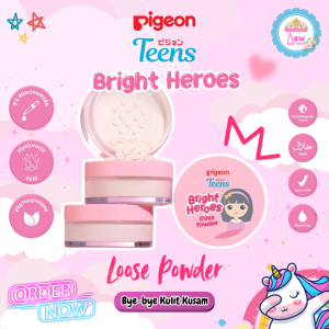 Pigeon Teens Bright Heroes Loose Powder 12 Gram Bedak Tabur Remaja Niacinamide Hyaluronic Acid