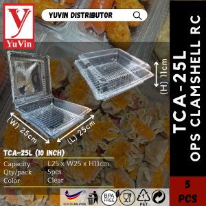 TOLI TP29L/TCA21L/TCA22L/TCA23L/TCA24L/TCA25L/ Clear Disposable Plastic Bakery Tray Box / Cakes Container / Bekas Kek