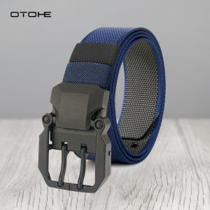 OTOHE Men Belt Outdoor Tactical Belt Double-Sided Use Adjustable Belt Rotating Buckle Nylon Waistband Two-Color Belt Youth Sports Canvas Pant Belt Simple Nice Waistband Nylon