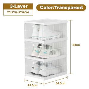 PHIMAX Transparent Shoe Box Foldable Free-Installation Shoebox Stackable Shoe Storage Boxes Dustproof Storage Organizer Shoe Cabinet