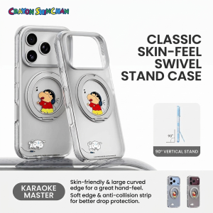 Crayon Shinchan Phone Case with 360 Rotation Stand for iPhone 17 18 Pro Max Hard Cover RSC015