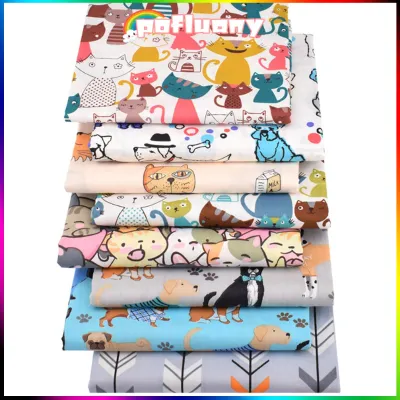 8Pcs Sewing Cloth Pre-cut Cats Print Cotton Quilting Fabric Patchwork for DIY Cloth Bag 8Pcs Comfortable Sewing