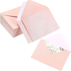 RJQFNG 50pcs Gold Color Blank Envelope Vintage Style 10x7cm Invitation Envelope Vintage Business Size Greeting Card Envelope Wedding Invitation