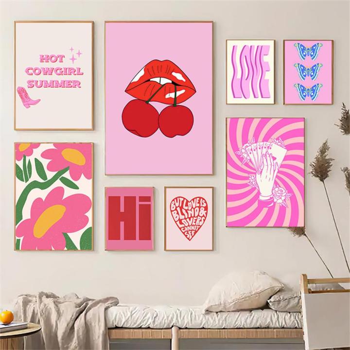 Pink Wall Art Canvas Prints, Art Poster Painting Pink