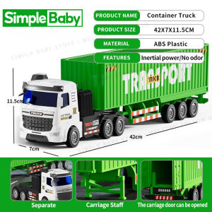Container Truck Toy For Kids 42 cm Transport Vehicle Model Scene Simulation Game Car Shape Toy For Boys Birthday Gift