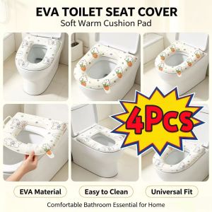 【4Pcs】Universal EVA Soft Toilet Seat Cushion Waterproof Thick Cover for Bathroom