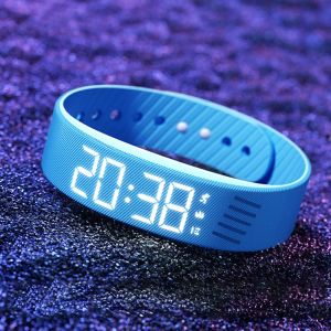 RJQFNG Waterproof Alarm Clock Watch Adjustable LED Digital Vibrating Alarm Fashion with Running Pedometer Fitness Wristbands for Students