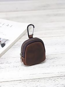 PU Leather Coin Purse Retro Small Zipper Pouch for Coins Earphones Accessories Bag Pendant