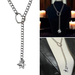 Unique Heart Pendant Slip Necklace Accessory for Women Cuban Chain Designs in Gold Silver and Black Color