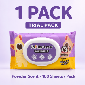 Baby Wipes Powder Scent 100 Sheets | Baby Powder Fresh Hypoallergenic Wet Wipes for Sensitive Skin | Alcohol Free FDA Registered Family-Love PH Stock
