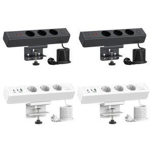 Space Saving Desk Clamp Power Strips 3AC Outlets 2 USB C Port PD18W/65W Quick Chargers Overcurrent Protections 1.8M Cord
