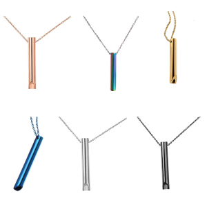 Portable Stress Relief Necklace with Breathing Whistle Pendant for Anxiety Reduction for Men and Women in Sleek Finish