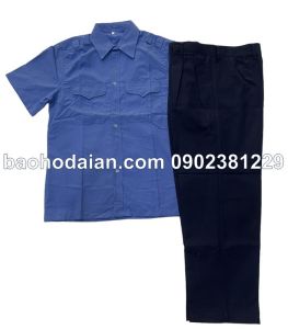 Quần áo bảo vệ cộc tay màu xanh đậm (áo kate mỹ - quần kaki thành công)
