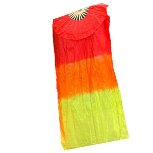 1.8m Belly Dancing Fan Belly Dance Performance Bamboo Fan Multicolor Long Veil Silk Fan