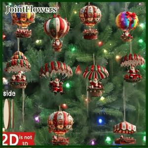 JointFlowers 10 20 30pcs Wooden Christmas Hot Air Balloon Santa Claus Pendant Christmas Tree Hanging Decoration Xmas Tree Ornaments Gifts