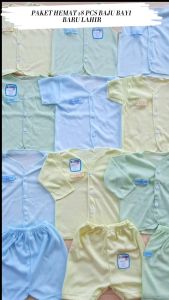 3 PCS Baju Bayi Baru Lahir Lengan Pendek Polos Lembut Murah