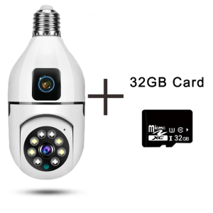 V380 Pro E27 dual lens CCTV WIFI Wireless Indoor Mini Camera Smart Home Security Color Night Vision