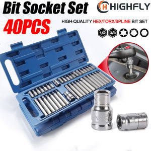 40PCS 1/2" 3/8 Drive Allen Key Torx Hex Star Spline Bit sockets CR-V Socket Set for CarTrucksHome Improvement