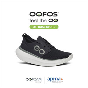 OOFOS Mens OOmy Stride White Black รองเท้าเพื่อการฟื้นฟู
