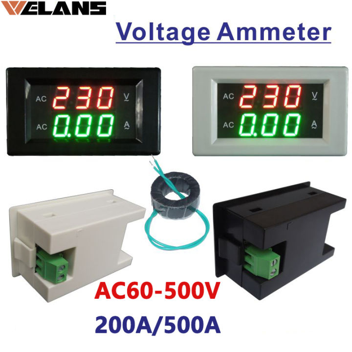 Led Digital Voltmeter Ammeter Ac 60 500v Voltage Current Meter Ac 200a