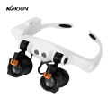 Headband Magnifier Eye Loupes Eyeglass Style Hands-Free Magnifying Glass Multiple Magnifications with Warm and Cool LED Lights. 
