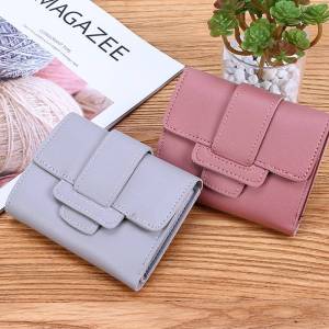 New Womens Korean Three-Fold Plain Color Money Card Coin Short Wallet