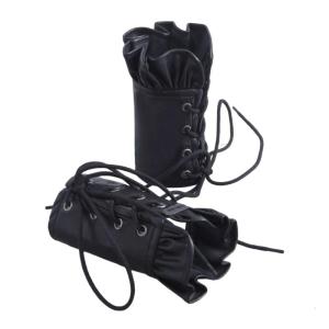 Premium PU Leather Gothic Cuffs With Adjustable Lace Up Design For Music Festivals And Costume Parties