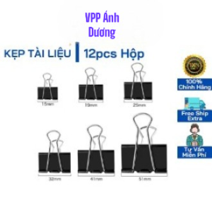 Kẹp tài liệu đen Deli 1 hộp ( 12 chiếc ) - kẹp sắt kẹp bướm 15mm 19mm 25mm 32mm 41mm 51mm