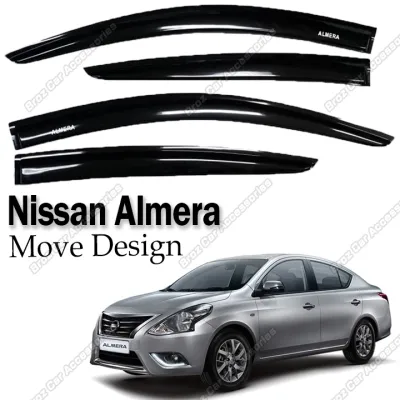 Air Press Window Door Visor Wind Deflector Kening Tingkap Kereta Accessories Car Acc for Nissan Almera - Small Design 8 cm(4PCS/SET)