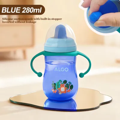 280ml/9.47oz Childrens Training Cup Silicone Duckbill Cup Anti-colic Baby Bottle Choke-proof Duckbill Water Cup Made of Safe Material BPA-free With Handle High Temperature Resistant and Easy to Clean