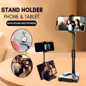 Holder HP Meja Adjustable 2in1 Dudukan Stabil Penyangga Kokoh Multifungsi