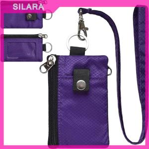 SILARA Badge Holder With ID Window Small Wallet Waterproof Anti-Theft Travel Keychain Wallet Men Women Zip Card Lanyard Wallet