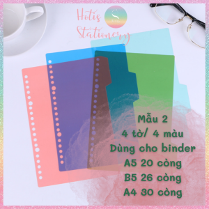 HOTIS Bìa phân trang nhiều màu - Phụ kiện sổ còng binder A5/ B5/ A4