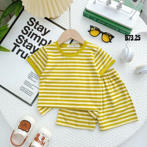 KIM186 Bộ ngắn thun lạnh sọc dệt màu đẹp (9-29kg) Minly Baby vải mềm mịn cho bé trai bé gái