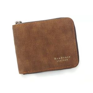 MUMUA New Design Men Wallet Zipper Bifold Leather Dompet Lelaki Fashion Casual Card Wallet ID Window Case Short Wallet Card Holders Money Clips