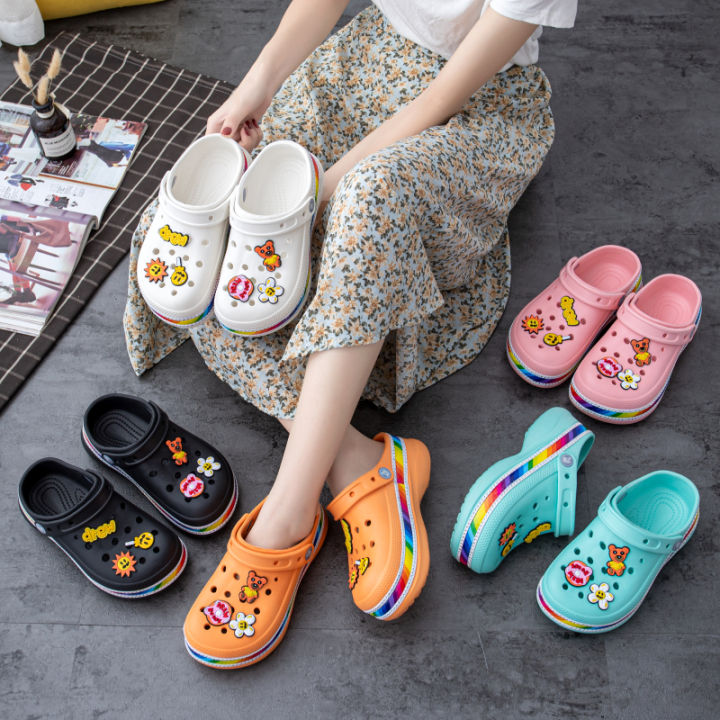 Rainbow crocs for discount women