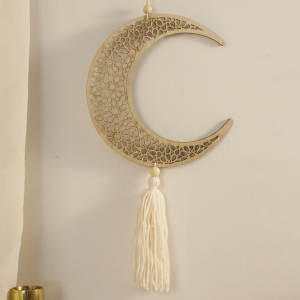 REGISTR Handmade Ramadan Hanging Ornaments Traditional Hollowed-out Eid Mubarak Muslim Decor Handicraft Art With Tassel Moon Star Hollow Mesh Wall Decor Ramadan Celebration
