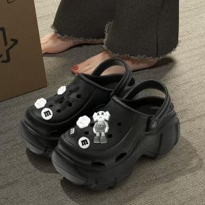 [Free Shipping] 3.5CM Summer PVC Outdoor Thick-Soled Clogs For Women Height-Increasing Non-Slip Beach Sandals