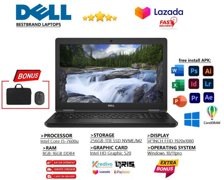 Laptop Dell latitude 7480 Core i7 Gen 7th Ram 32GB/1TB SSD FHD