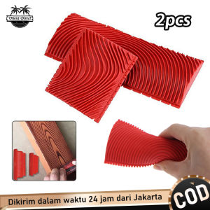 2pcs/set Kuas Corak Kuas Cat Motif Kayu Roll Karet Dinding Efek Corak / Rubber DIY Wood Graining Painting Brush Roller For Wall Decoration