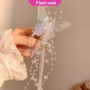 Flash Sale Long Butterfly Beaded Tassel Hair Clip For Women Fairy Temperament Sweet Princess Hairpin Fashion Bride Hair Accessories
