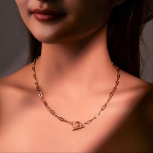 Vachana - Stainless Steel Paperclip T Bar Chain Necklace
